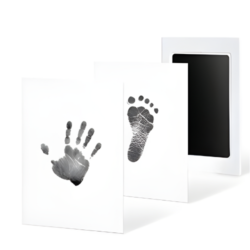  Baby-Druckerlebnis-Set für Neugeborene, inkl. blauem Stempelkissen und 3 oder 5 hochwertigen Abdruckkarten, ideal zur sicheren Erstellung von Baby-Hand- und Fußabdrücken. Perfektes Erinnerungsset für Eltern, um unvergängliche Momente festzuhalten.
