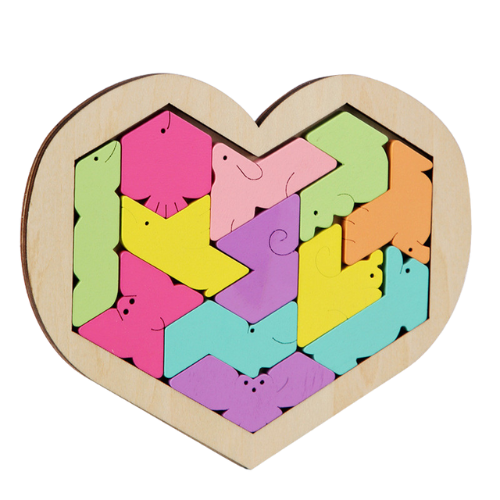 Herzförmiges Holzpuzzle für Kinder - Fördert Feinmotorik und Kreativität, Lernspielzeug zur Reduzierung von Bildschirmzeit
